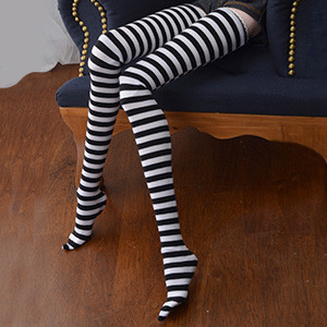 Model F Size - Long Stockings (Striped Black)