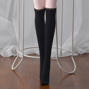 Model F Size - Knee Solid Stockings (Black)