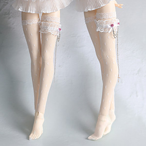 SD - Drop Mesh Band Stocking (White)