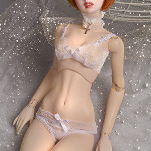 Model doll size - Rua Lacy bra + Panty set (White)