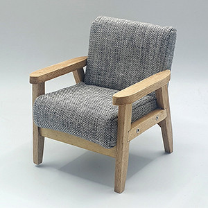 1/12 Scale Single Classic Wooden Chair (Gray)