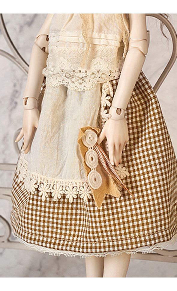 MSD - CS Lace Check Skirt (Brown)