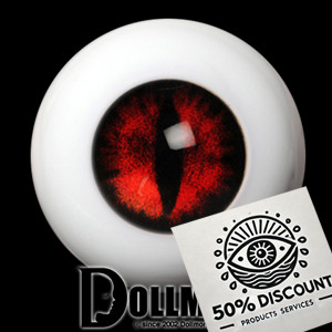 Class B Sale )14mm - OMeta Half Round Acrylic Eyes (Red CE-08)