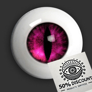 Class B Sale) 14mm - OMeta Half Round Acrylic Eyes (Pink CE-07)