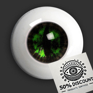 Class B Sale) 16mm - OMeta Half Round Acrylic Eyes (Green CE-02)