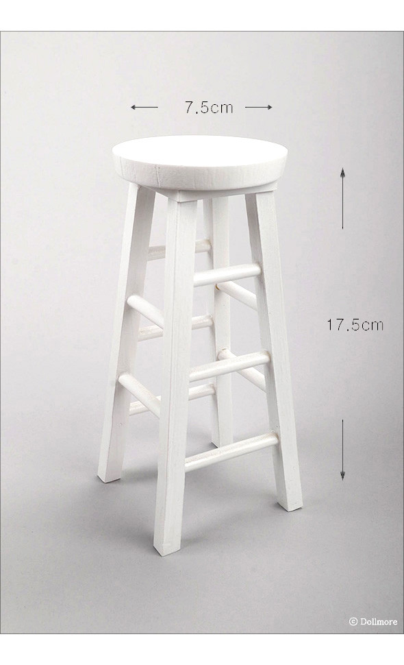 MSD - Poli Stone Round Stool Chair (White)