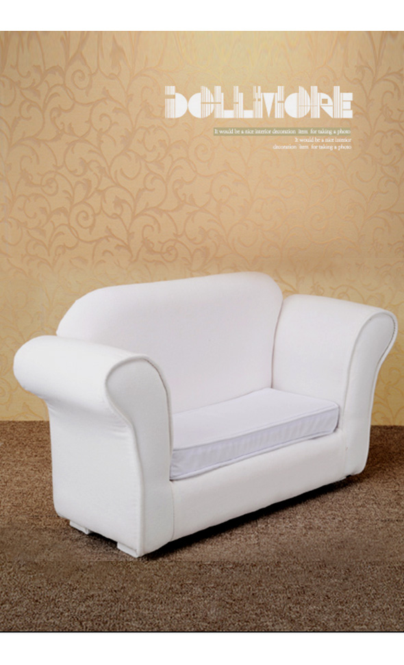 Model doll size - Fabric Double Sofa dframe (White)